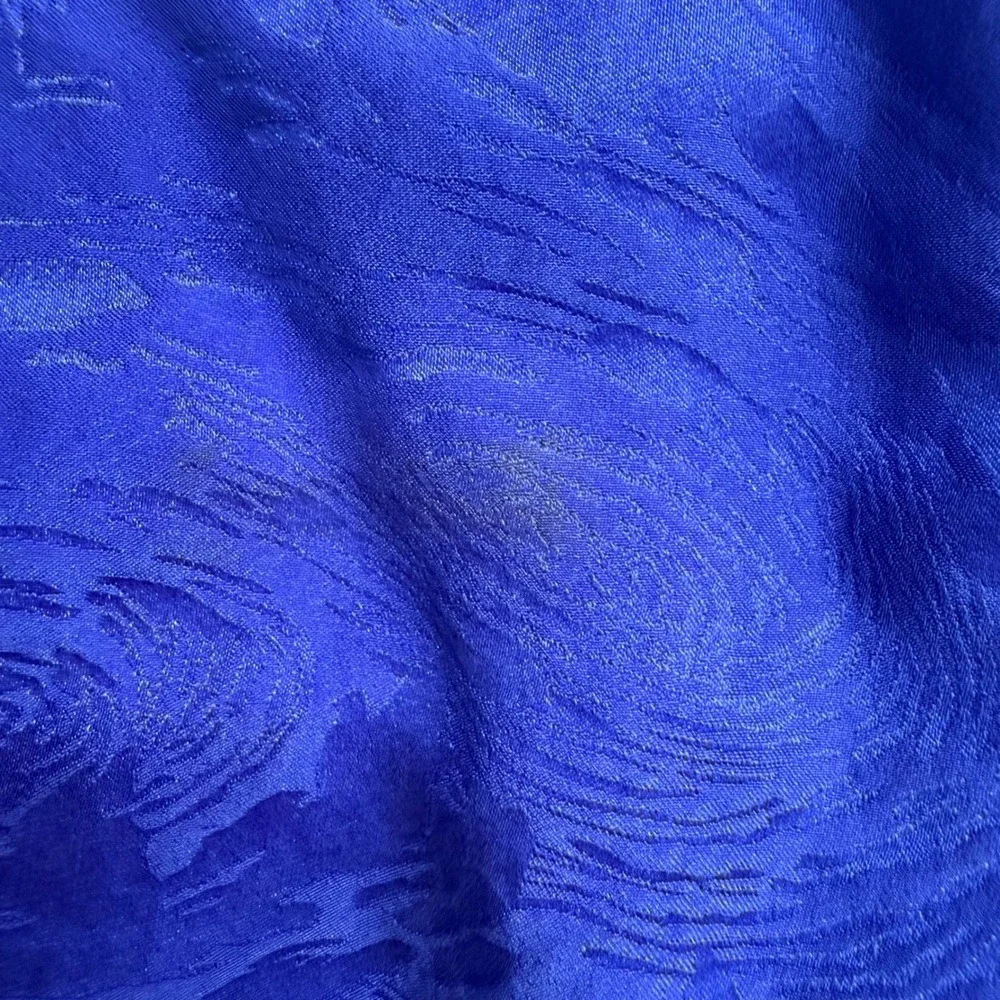 Vintage Argenti Silk Skirt 8 Cobalt Blue Jacquard Pleated Button Front Midi